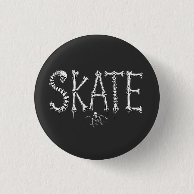 Badge Rond 2,50 Cm Conception d'horreur de skate squelette (Devant)