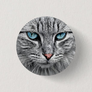 Badge Rond 2,50 Cm Conception fractale face chat-10682