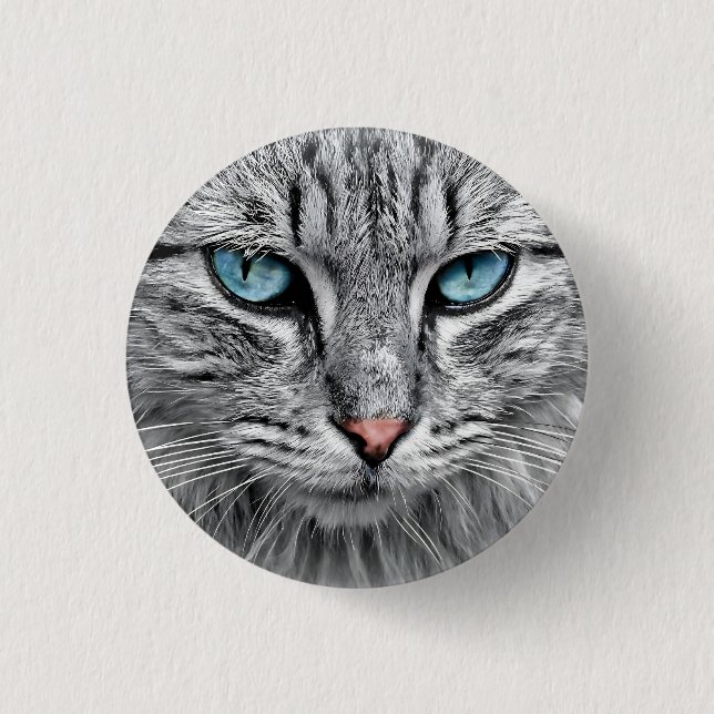 Badge Rond 2,50 Cm Conception fractale face chat-10682 (Devant)