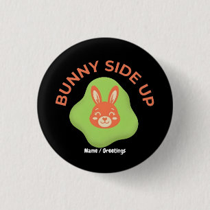 Badge Rond 2,50 Cm Conception Graphique d'Oeuf de Pâques Rétro Bunny 