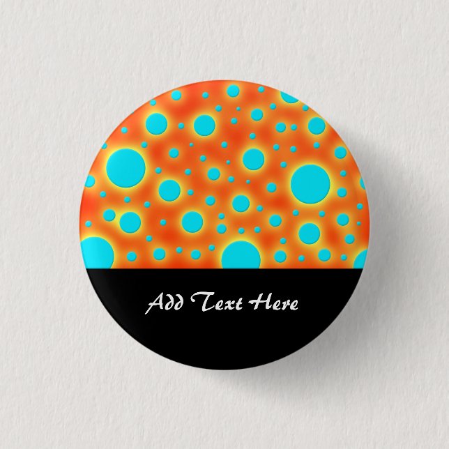 Badge Rond 2,50 Cm Conception modérée points turquoise sur orange vif (Devant)