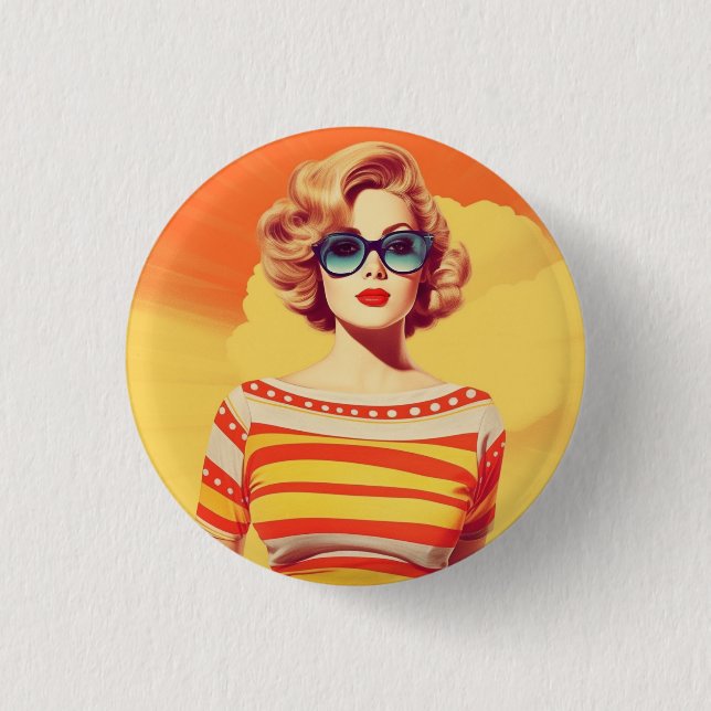 Badge Rond 2,50 Cm Conception pop art, inspirée de la rétro (Devant)