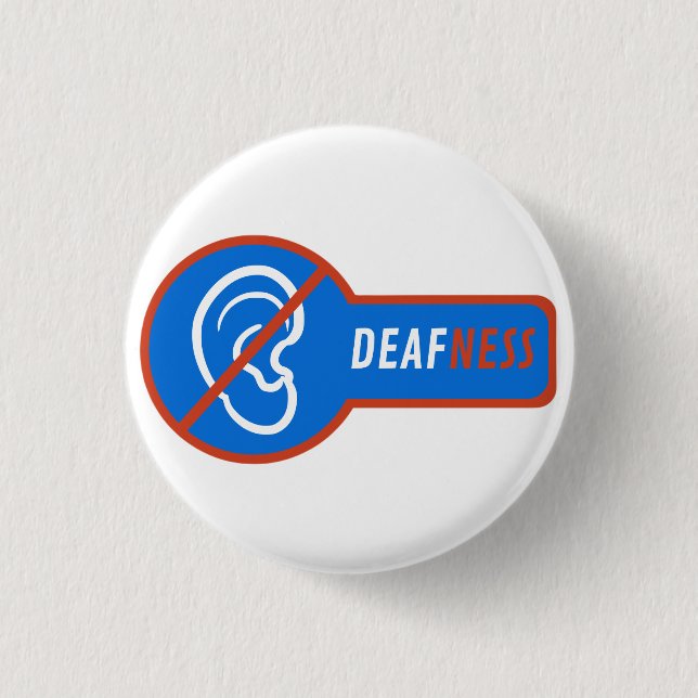 Badge Rond 2,50 Cm conception unique de la surdité (Devant)