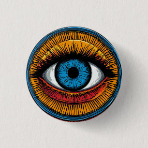 Badge Rond 2,50 Cm Conception vibrante de mauvais œil artistique