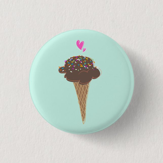 Badge Rond 2,50 Cm Cône de crème glacée au chocolat (Devant)
