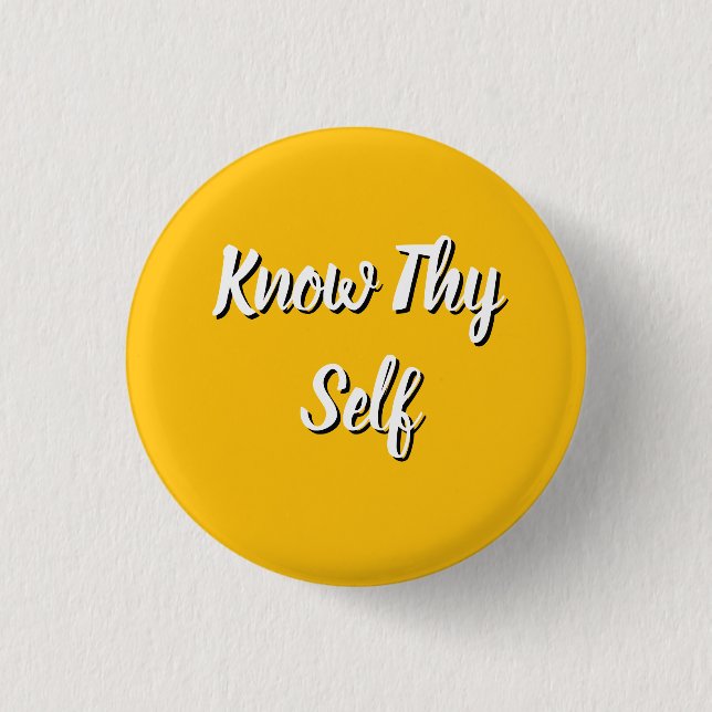 Badge Rond 2,50 Cm Connaissez-vous-même jaune (Devant)