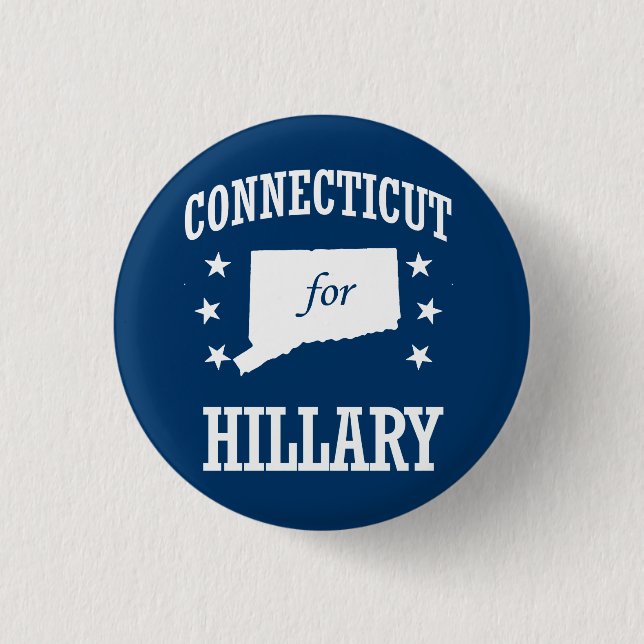 BADGE ROND 2,50 CM CONNECTICUTER POUR HILLARY (Devant)
