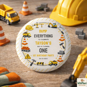 Badge Rond 2,50 Cm Construction 1er Anniversaire Fête de camion de