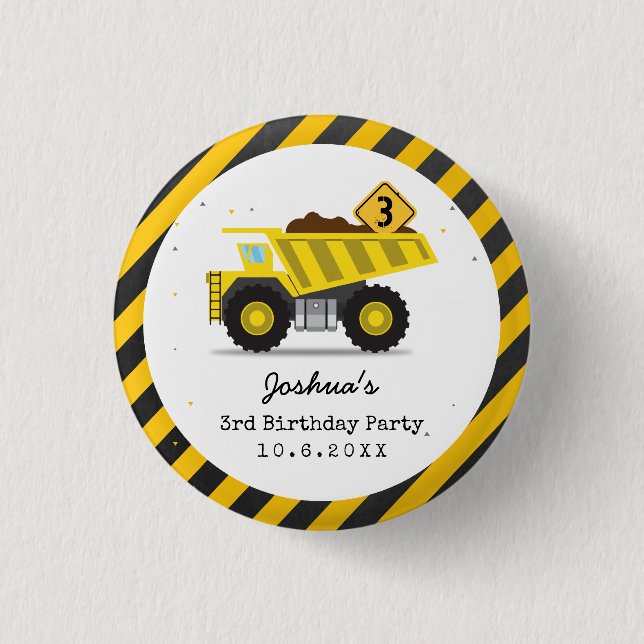 Badge Rond 2,50 Cm Construction Camion Enfants N'importe quel âge Ann (Devant)