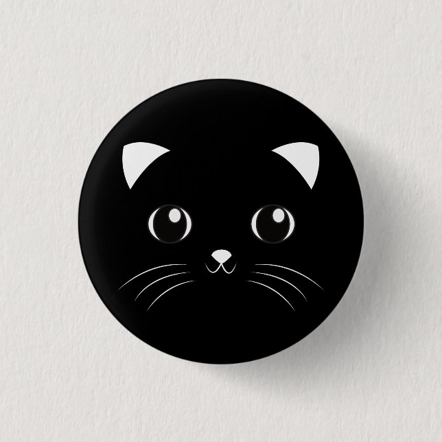 Badge Rond 2,50 Cm Contour mignon de visage de chat noir de Kawaii (Devant)