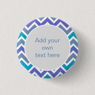 Badge Rond 2,50 Cm Cool Blue Sporty Chevron Motif Texte personnalisé