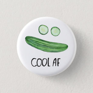 Badge Rond 2,50 Cm Cool comme concombre "Cool AF" Funny Watercolor