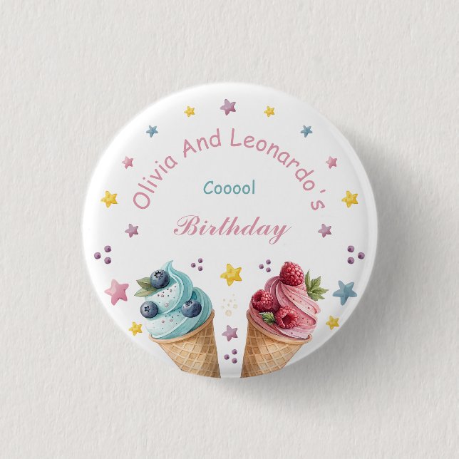 Badge Rond 2,50 Cm Cool de crème glacée fête d'anniversaire (Devant)