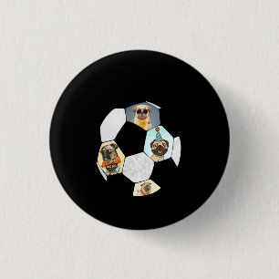 Badge Rond 2,50 Cm Cool de football Chien Carlin de vie Carlin Annive