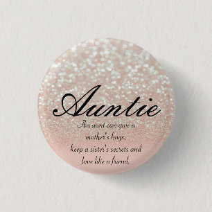 Badge Rond 2,50 Cm Cool, Extraordinaire, Rose Sparkly Tante