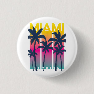 Badge Rond 2,50 Cm Cool Miami Florida Graphic Design Tee - shirts, I 