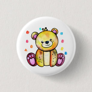 Badge Rond 2,50 Cm Cool Ours mou Teddy positif