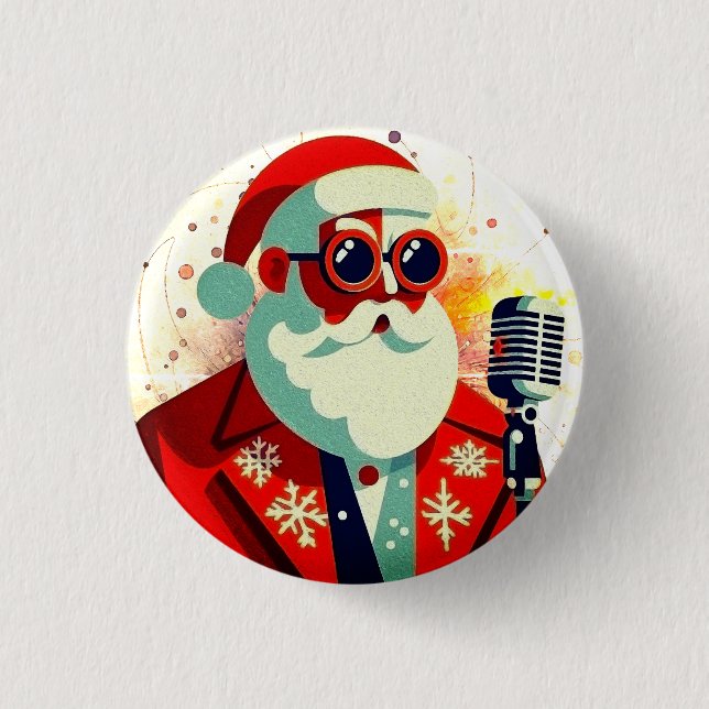Badge Rond 2,50 Cm Cool rétro Père Noël (Devant)
