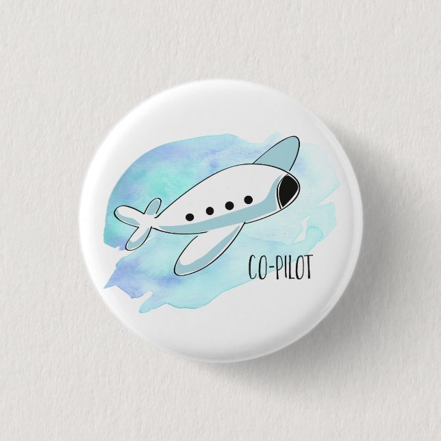 Badge Rond 2,50 Cm Copilote avec avion (Devant)