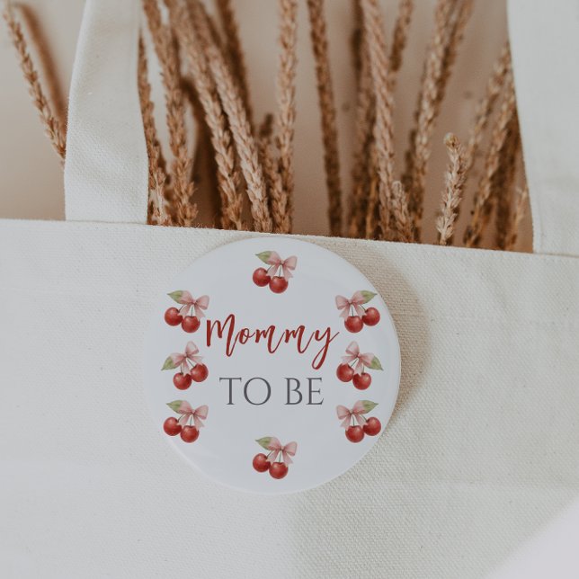 Badge Rond 2,50 Cm Coquette Bow rouge cerise rose sur le Baby shower  (Créateur téléchargé)