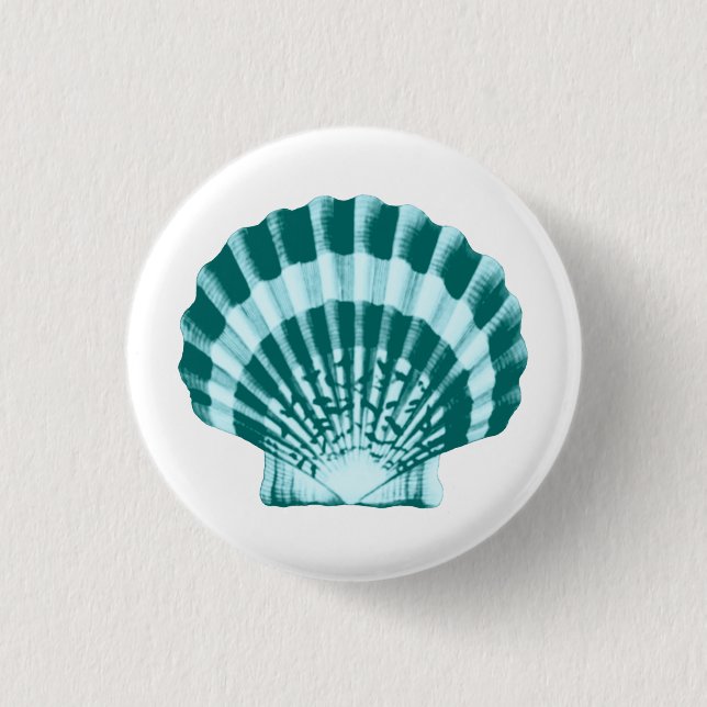 Badge Rond 2,50 Cm Coquillage - nuances de bleu turquoise (Devant)