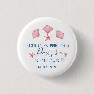 Badge Rond 2,50 Cm Coquillages élégants et cloches de mariage Enterre
