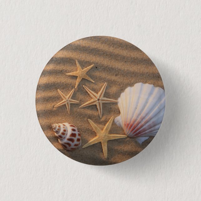 Badge Rond 2,50 Cm Coquilles et étoiles de mer de mer (Devant)