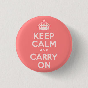 Badge Rond 2,50 Cm Corail clair Gardez le calme et continuer
