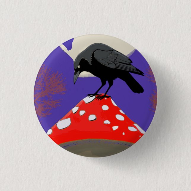 Badge Rond 2,50 Cm Corbeau Mystique Gothique (Devant)