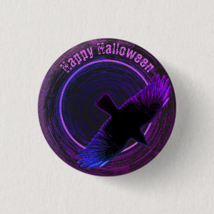 Badge Rond 2,50 Cm Corbeau noir et violet