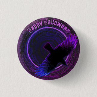 Badge Rond 2,50 Cm Corbeau noir et violet
