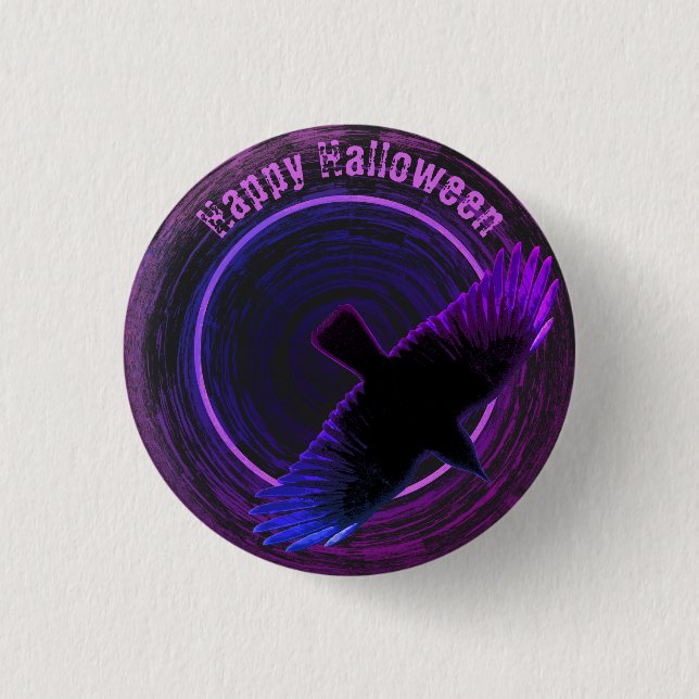 Badge Rond 2,50 Cm Corbeau noir et violet (Devant)