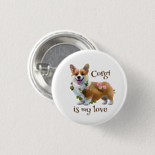 Badge Rond 2,50 Cm Corgi orange mignon pour une humeur positive