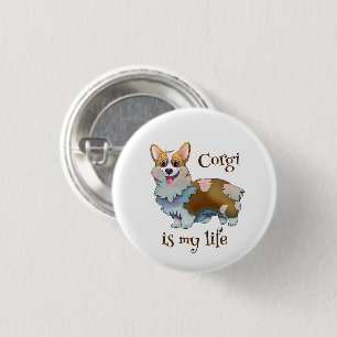 Badge Rond 2,50 Cm Corgi orange mignon pour une humeur positive