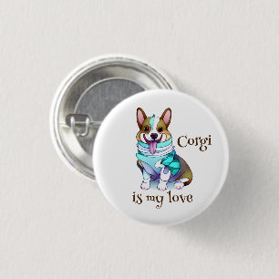 Badge Rond 2,50 Cm Corgi orange mignon pour une humeur positive