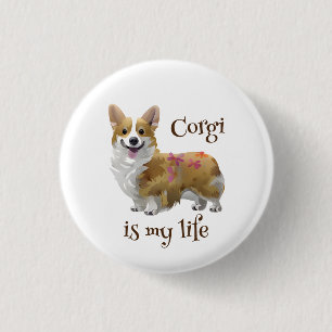 Badge Rond 2,50 Cm Corgi orange mignon pour une humeur positive