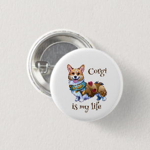 Badge Rond 2,50 Cm Corgi orange mignon pour une humeur positive