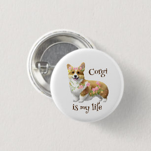 Badge Rond 2,50 Cm Corgi orange mignon pour une humeur positive