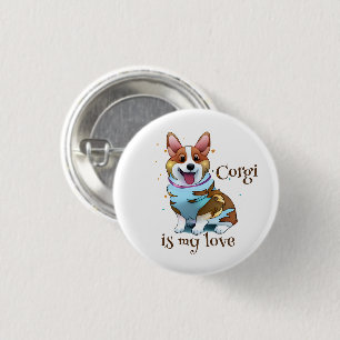 Badge Rond 2,50 Cm Corgi orange mignon pour une humeur positive
