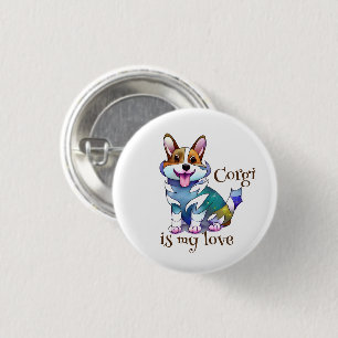 Badge Rond 2,50 Cm Corgi orange mignon pour une humeur positive