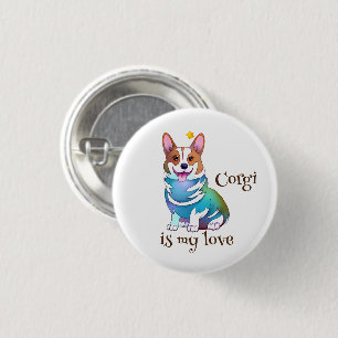 Badge Rond 2,50 Cm Corgi orange mignon pour une humeur positive