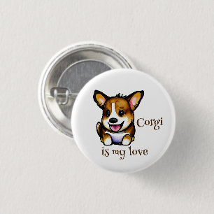 Badge Rond 2,50 Cm Corgi orange mignon pour une humeur positive