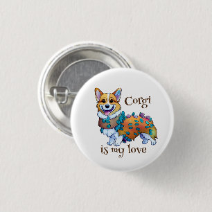 Badge Rond 2,50 Cm Corgi orange mignon pour une humeur positive