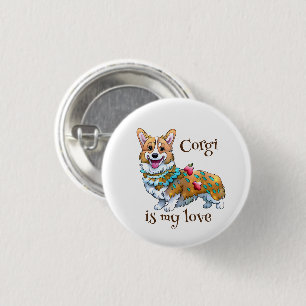 Badge Rond 2,50 Cm Corgi orange mignon pour une humeur positive