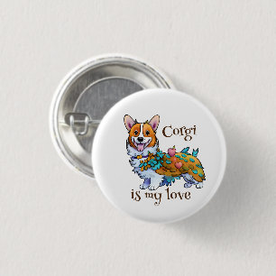 Badge Rond 2,50 Cm Corgi orange mignon pour une humeur positive
