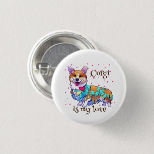 Badge Rond 2,50 Cm Corgi orange mignon pour une humeur positive