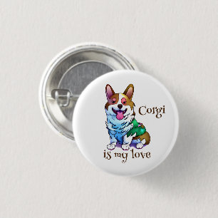 Badge Rond 2,50 Cm Corgi orange mignon pour une humeur positive