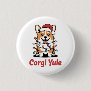 Badge Rond 2,50 Cm Corgi Yule Drôle de Noël Kawaii Corgi Amoureux de