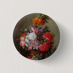 Badge Rond 2,50 Cm Cornelis Johannes van Hulsteijn Vase avec Fleurs