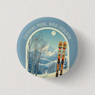 Badge Rond 2,50 Cm Coronet Peak Nouvelle-Zélande station de ski souve